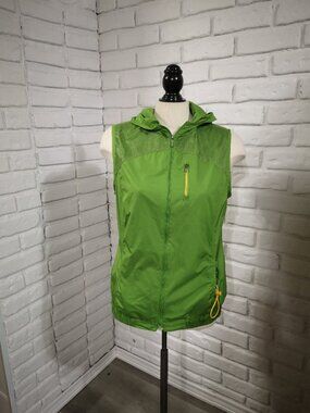 Lizgolf Liz Claiborne Ladies Size Medium Lime Green Full Zip Golf Vest with Hood